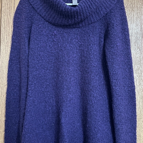 Chico’s Women’s Purple Wool Blend Long Neck Fall Winter Sweater Sz-M - Picture 3 of 5